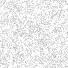 Black and white seamless floral pattern