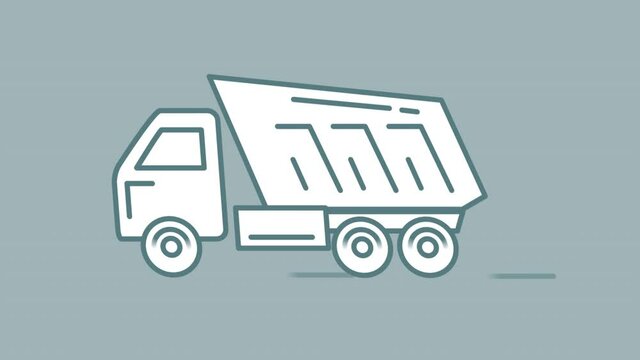 Dump Truck line icon on the Alpha Channel