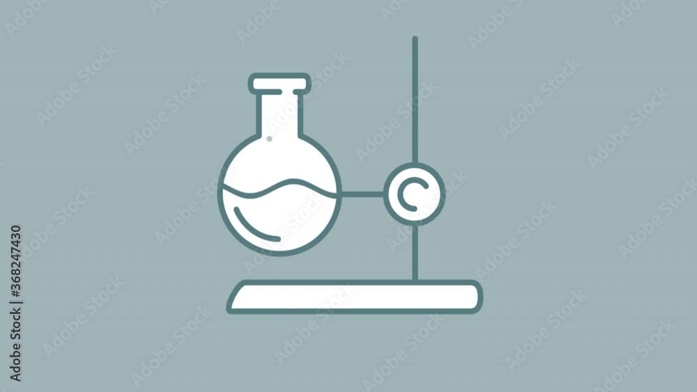 Poster lab stand with flask line icon on the alpha channel