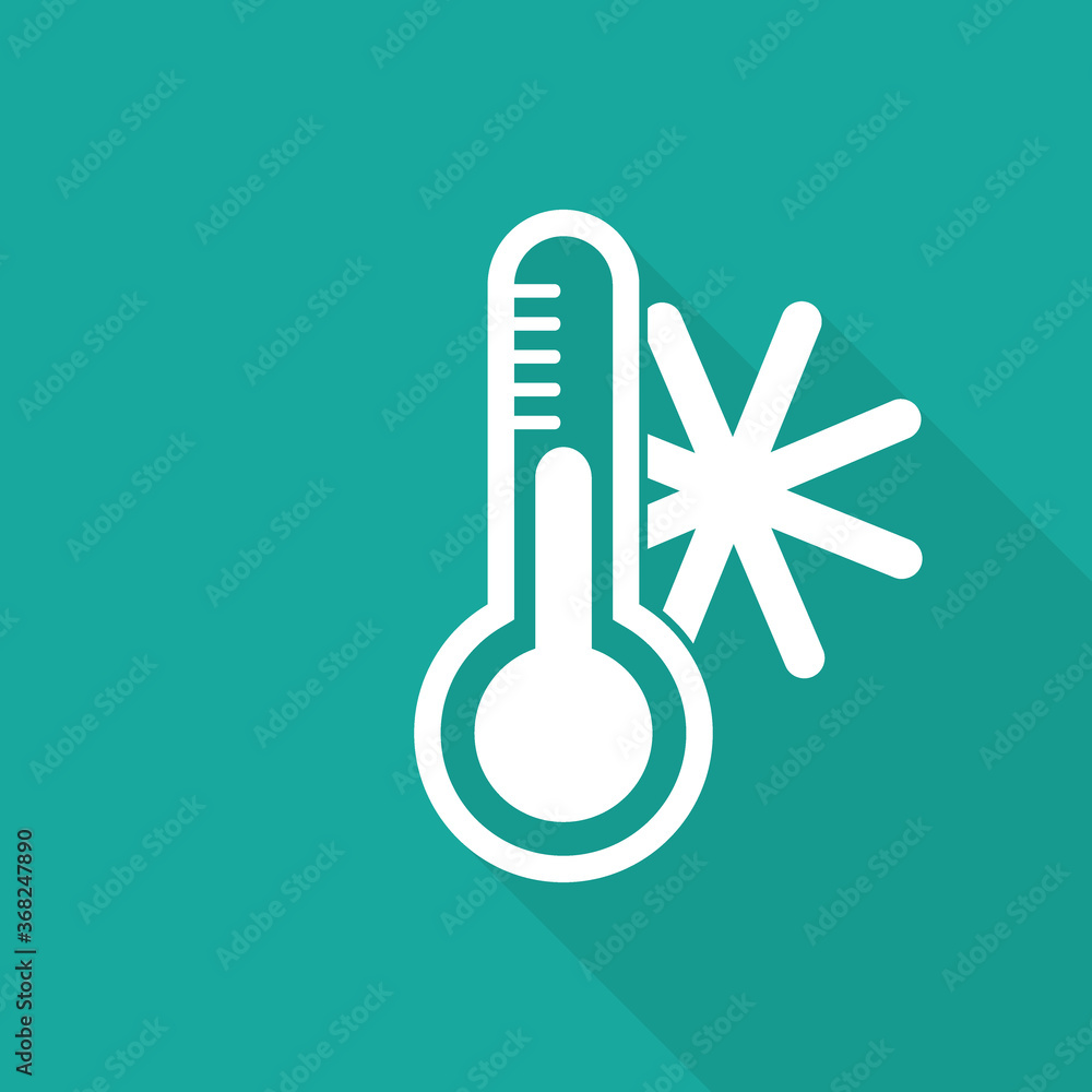 Poster thermometer icon vector. cold weather icon. temperature sign with long shadow vector