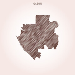 Scribble Map of Gabon Design Template.