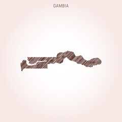 Scribble Map of Gambia Design Template.