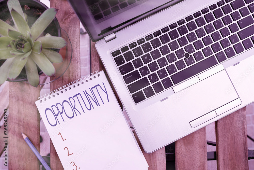 Aufkleber handwriting text opportunity. conceptual photo set of circumstances that makes it possible to do som