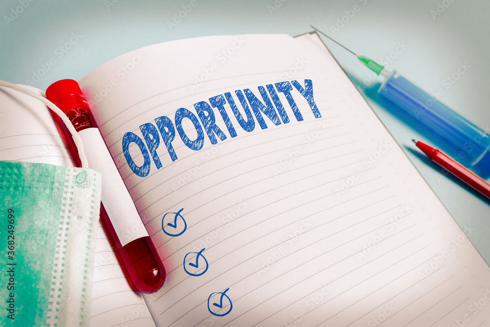 Aufkleber text sign showing opportunity. business photo text set of circumstances that makes it possible to do