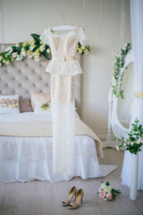 wedding dress on the table