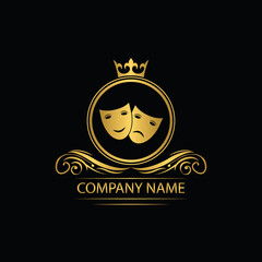 theatre logo template luxury royal vector theatre company  decorative emblem with crown  