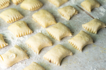 Preparing the dough for making sweet pastries