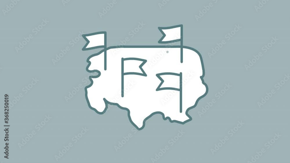 Poster flag pins on map line icon on the alpha channel