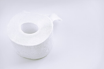 Toilet paper on white background