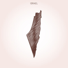 Scribble Map of Israel Design Template.