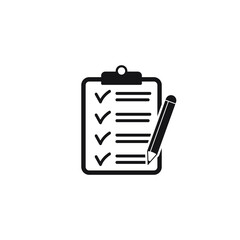 Clipboard pencil vector icon. Black illustration isolated on white background for graphic and web design.