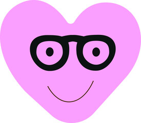 Print Cute pink heart, smile. vector illustration
