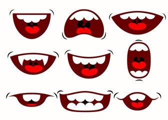 Vector illustrations of cartoon mouth expressions