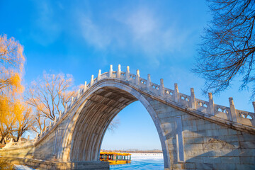 The Jade Belt Bridge is an 18th-century pedestrian moon bridge located on the grounds of the Summer...