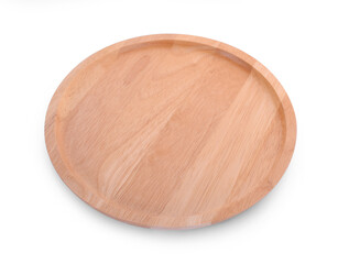 Wood plate isolated on white background.