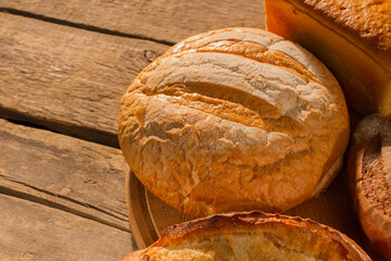 Artisan organic wholemeal bread. Delicious crispy bread background.
