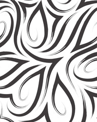 Vector seamless pattern of smooth corners and lines drawn with brush.Texture of black lines on white.Monochrome background