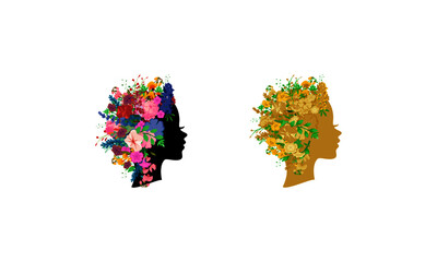 Wild flower hair black and gold women profile