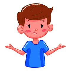 Kid boy with different emotions. Isolated illustration on white background. Vector. Cartoon. Flat. Face expression