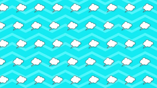 Motion design note in the form of a cloud. Animated element on blue background.
