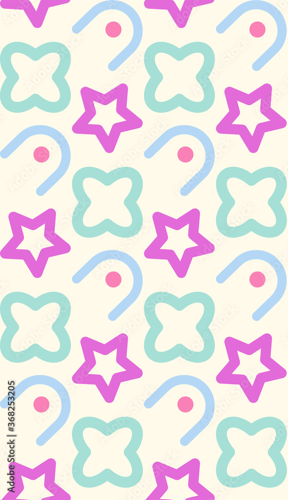 Aufkleber bright colors of seamless pattern with geometric shapes and elements.