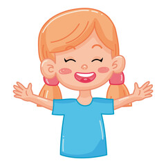 Kid girl with different emotions. Isolated illustration on white background. Vector. Cartoon. Flat. Face expression