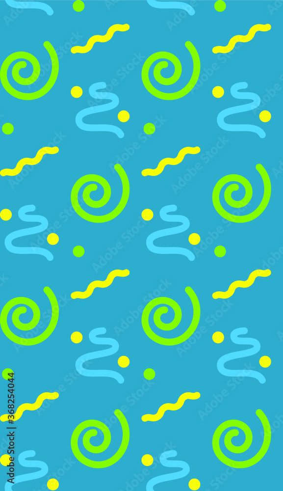 Poster doodle and elements on a seamless summer pattern.