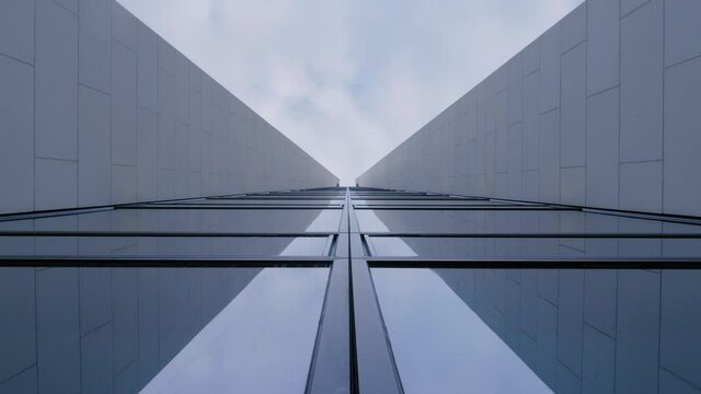 Glass and Concrete Structure Abstract with Vanishing Point in Sky