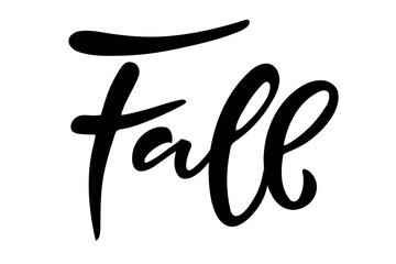 Fall. Hand written lettering on white background. Vector calligraphy illustration. Fall, autumn and Thanksgiving Design element for poster, banner, card, badges, t-shirt, prints.