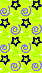 Seamless bright summer pattern with star and   children's drawings.