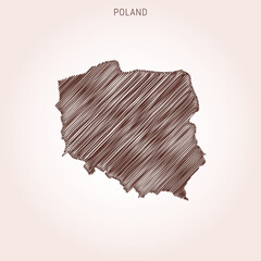 Scribble Map of Poland Design Template.