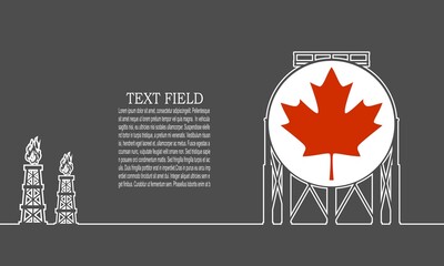 Energy and Power icon. Energy generation and heavy industry. Gas storage tank. Horizontal thin line style web banner. Flag of Canada