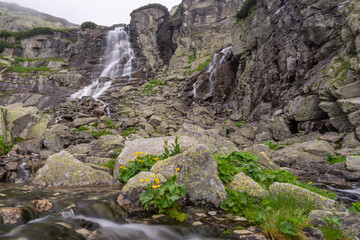 Skok Waterfall in the High Tatras, Slovakia - obrazy, fototapety, plakaty