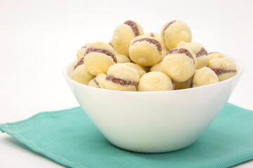Brazilian guava sweets on white background. Biscuit with guava.