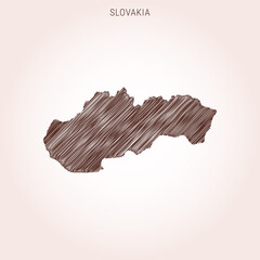 Scribble Map of Slovakia Design Template.
