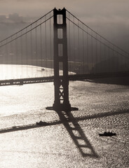golden gate bridge and its shadow 