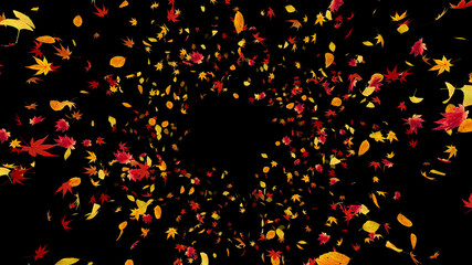 Autumn Flying leaves leaf 3D illustration background.