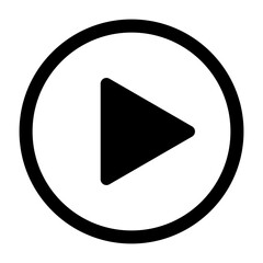 Play media icon. Outline vector illustration isolated on white.