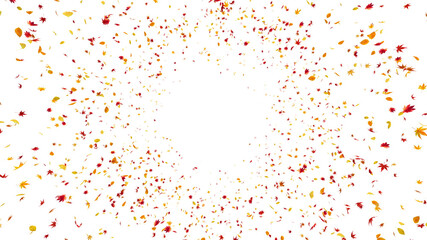 Autumn Flying leaves leaf 3D illustration background.