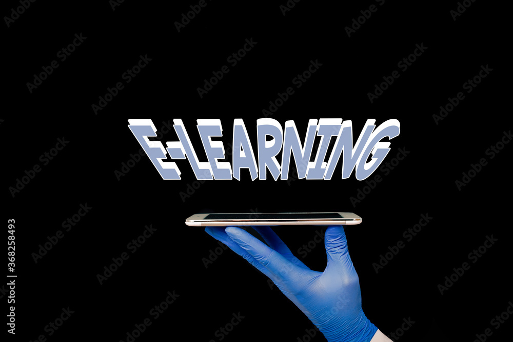Poster writing note showing e learning. business concept for knowledge we obtain through the internet using