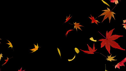 Autumn Flying leaves leaf 3D illustration background.