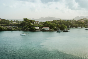 Panoramic coastal view of Saint Lucia, Eastern Caribbean Sea
