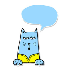 cute cat icon stickers with speech bubble vector illustration