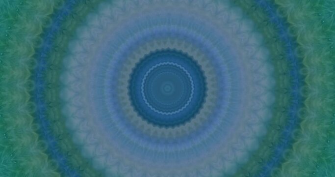 Abstract original blue and green kaleidoscope. Mosaic seamless ornamental mandala effect and Decorative loop, psychedelic motion flow. 