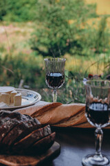 glass of wine bread italy tuscany