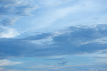Blue sky background with tiny clouds.