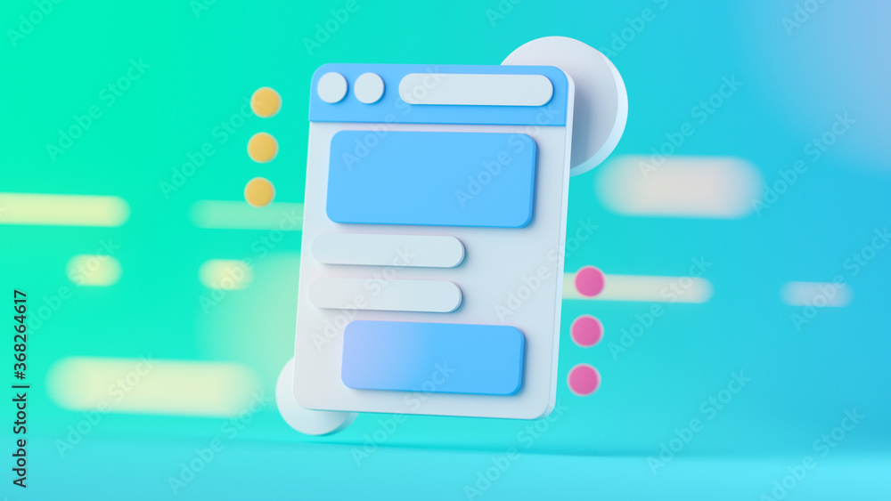 Poster ui ux floating 3d element icon for social media and web pages