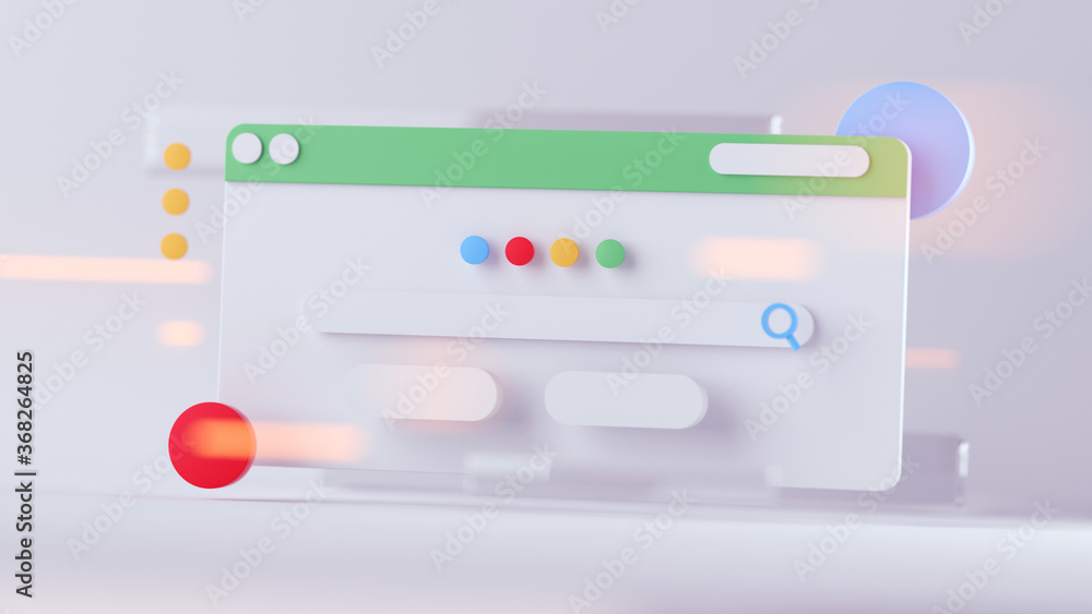 Fototapete google ui ux floating 3d element icon for social media and web pages