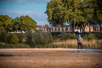 Fototapeta na wymiar Fisherman next to the Loire Valley