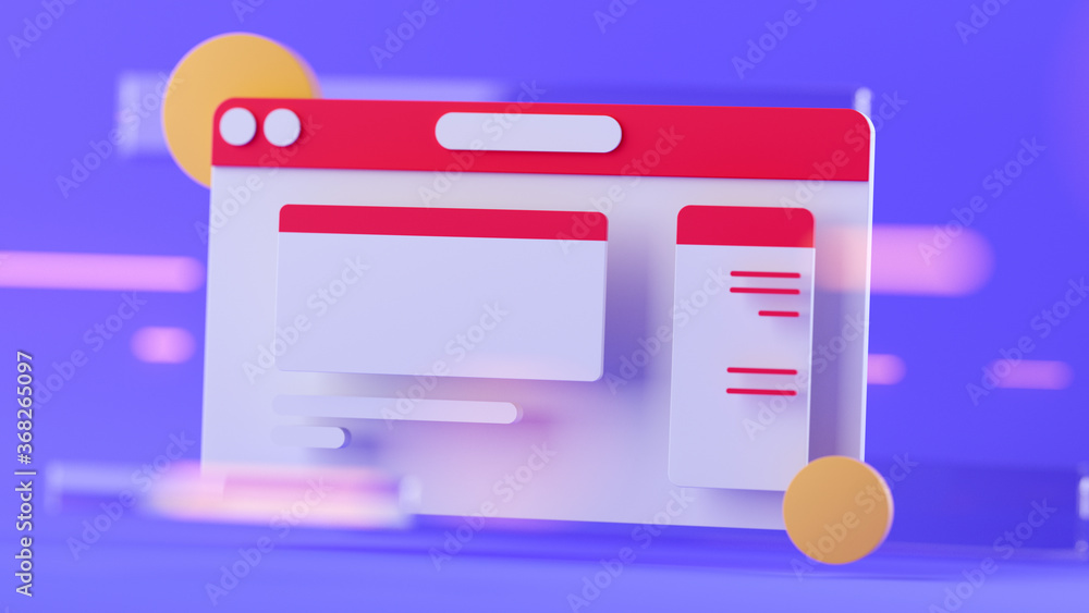 Fototapete ui ux floating 3d element icon for social media and web pages